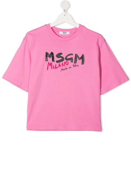 MSGM Kids укороченная футболка с логотипом