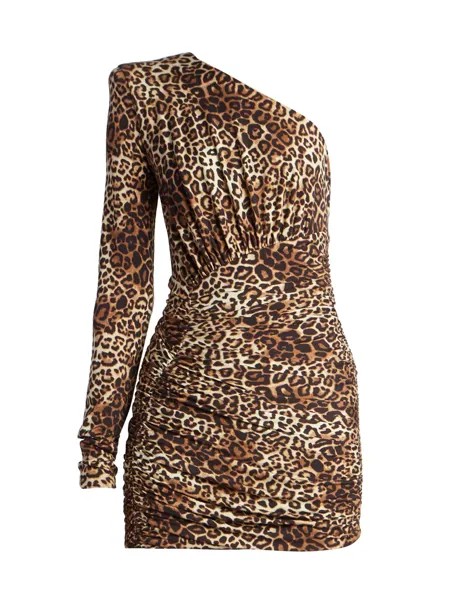 Мини-платье с леопардовым принтом на одно плечо Alexandre Vauthier