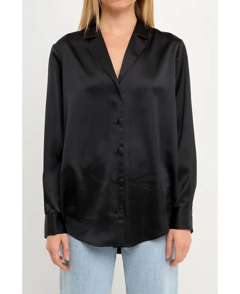 Женская классическая атласная верхняя рубашка endless rose, черный