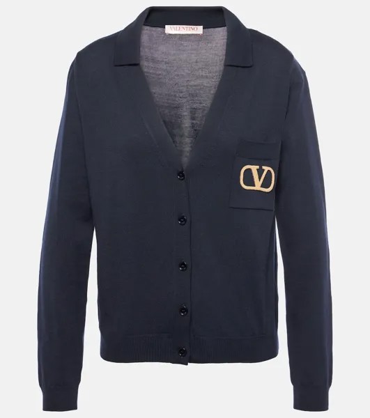 Шерстяной кардиган Valentino, синий