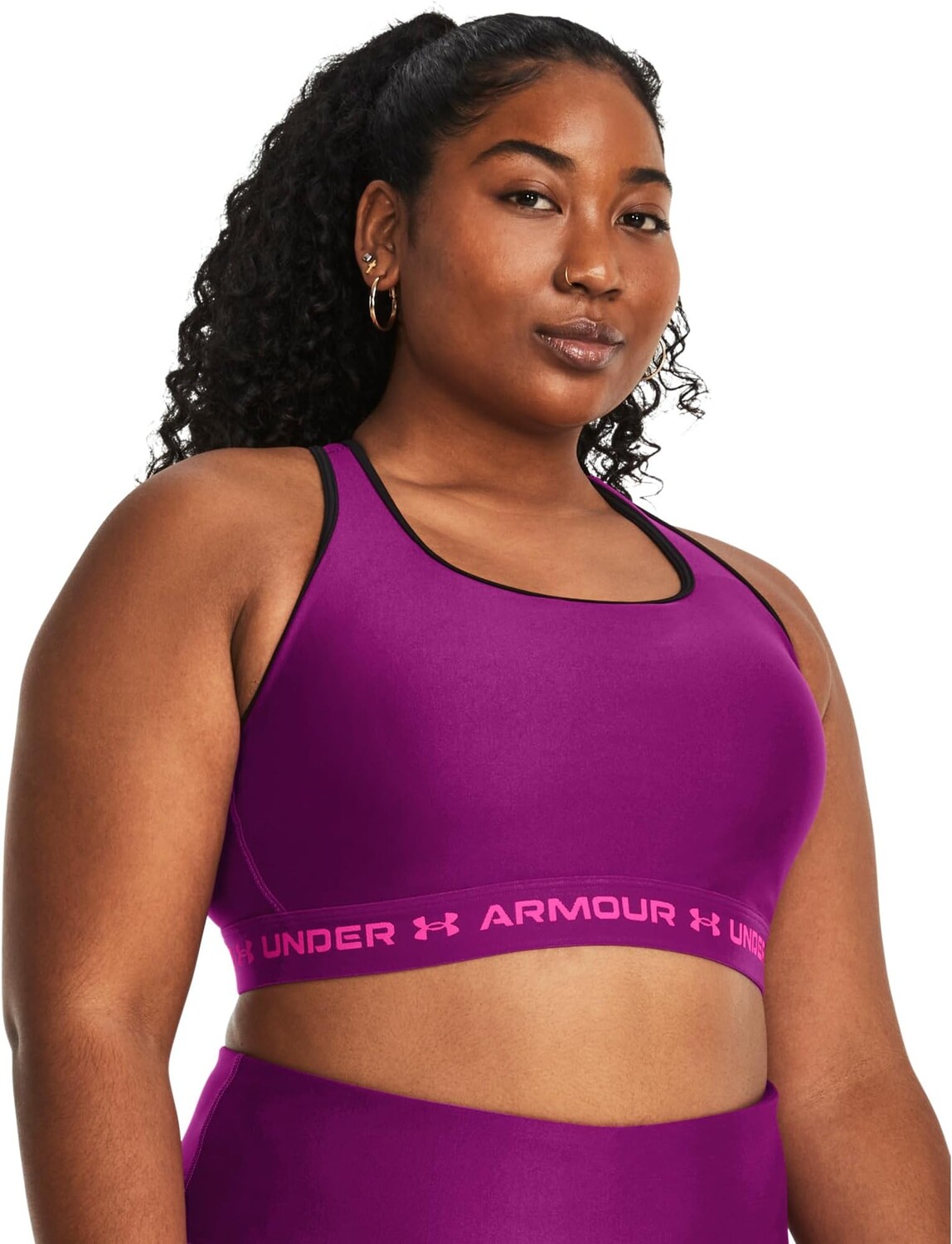 Бюстгальтер Under Armour Cross-Back Mid Bra, цвет Mystic Magenta/Rebel Pink