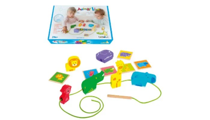 Деревянная игрушка Beleduc Развивающая игра-шнуровка Животные
