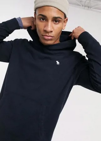 Темно-синий лонгслив в полоску с капюшоном Abercrombie & Fitch