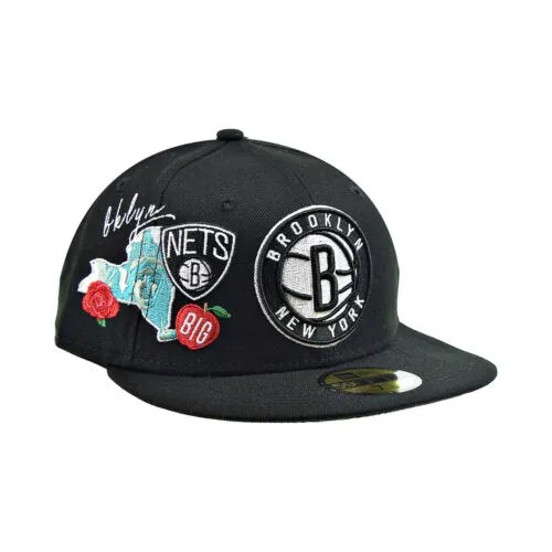 New Era Brooklyn Nets City Cluster Кепка 59Fifty Черно-белая-разноцветная