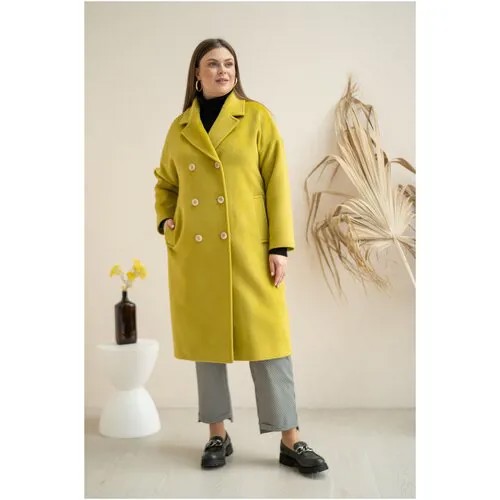 Пальто  Modress демисезонное, шерсть, силуэт прямой, удлиненное, размер 62, зеленый