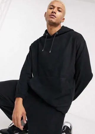 Oversized-худи от комплекта из флиса черного цвета ASOS DESIGN-Черный