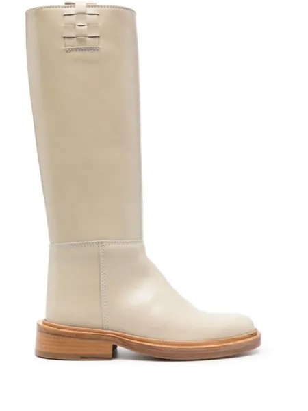 Hereu knee-high polished leather boots, нейтральный цвет