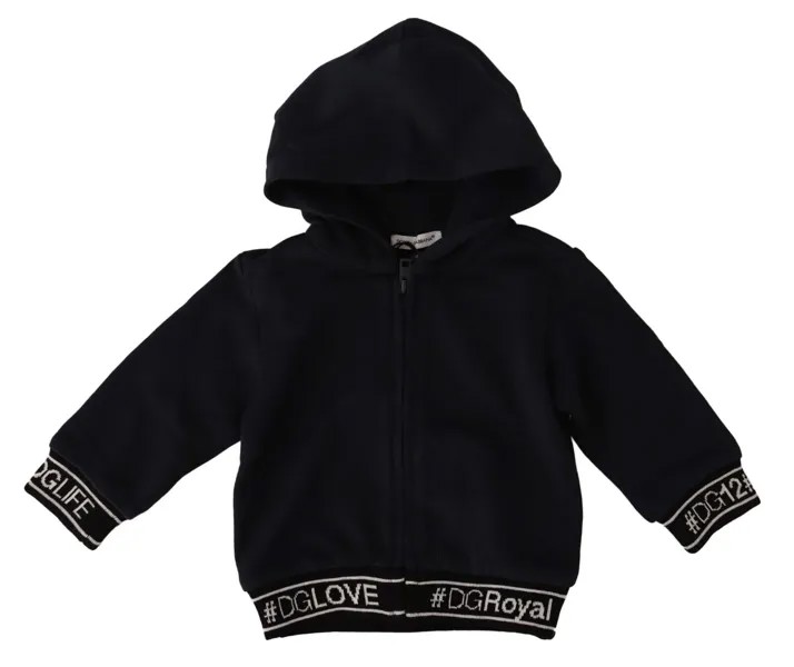 DOLCE - GABBANA Детский хлопковый черный свитшот на молнии с капюшоном s. 6/9 месяцев $450