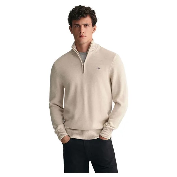 Свитер Gant Casual Cotton Half Zip, бежевый