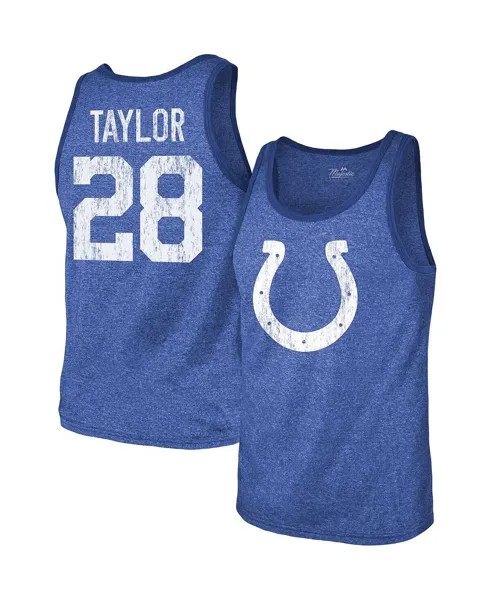 Мужская футболка jonathan taylor heathered royal indianapolis colts с именем и номером игрока tri-blend tank top Majestic, мульти