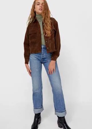 Stradivarius Короткая Куртка-Рубашка Из Вельвета Коричневый Xl