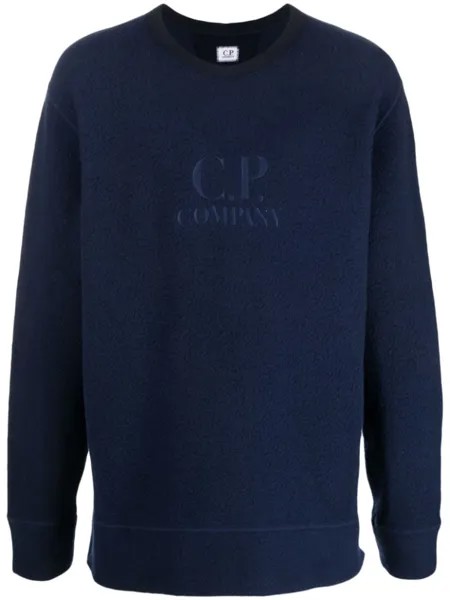 C.P. Company logo-embroidered fleece sweatshirt, синий