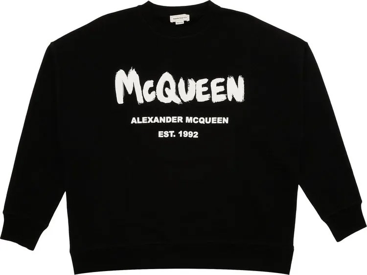 Толстовка Alexander McQueen Graffiti Sweatshirt 'Black/White', черный