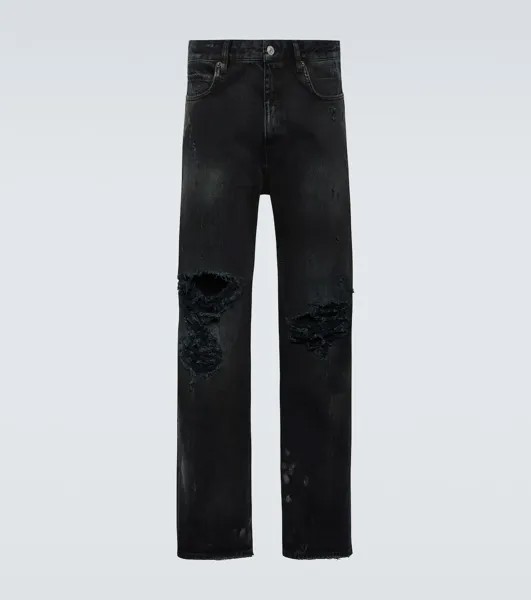 Рваные джинсы прямого кроя Balenciaga, черный