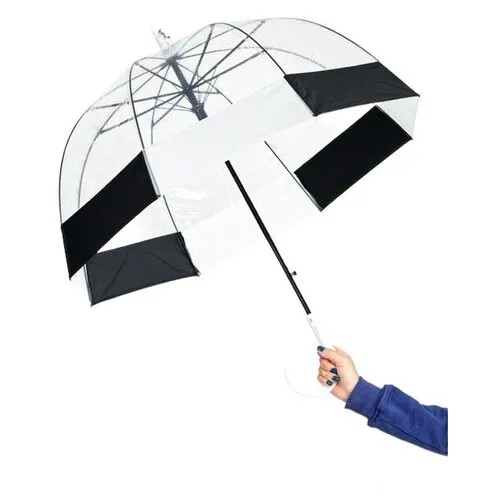 Зонт трость / C&M / Прозрачный / Изогнутая ручка / Диаметр купола 80 см / 8 спиц