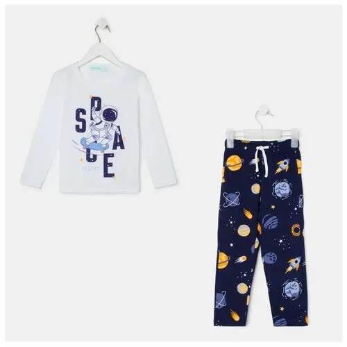 Пижама Без бренда детская, джемпер, брюки, размер 28, синий, белый