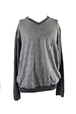 Всепогодный серый мраморный винтажный ромбовидный VN темный свитер XXL