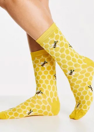 Желтые носки с пчелами Accessorize-Желтый