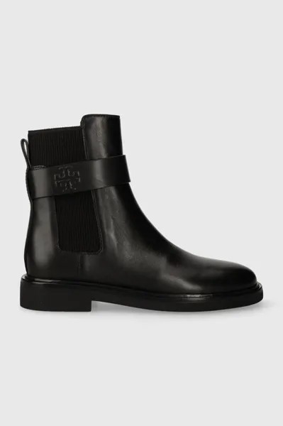 Кожаные ботильоны DOUBLE T CHELSEA BOOT Tory Burch, черный