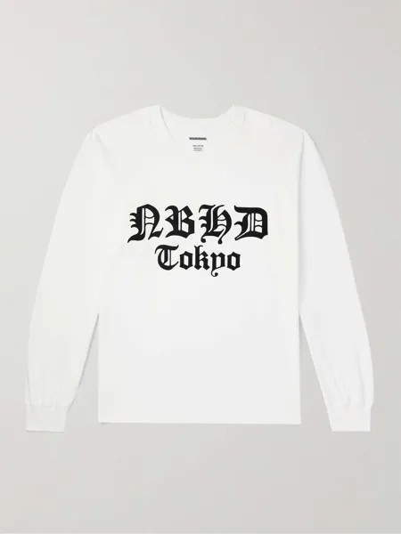 Флокированная футболка из хлопкового джерси NEIGHBORHOOD, белый