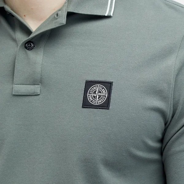 Stone Island Рубашка поло с длинными рукавами и нашивками, зеленый