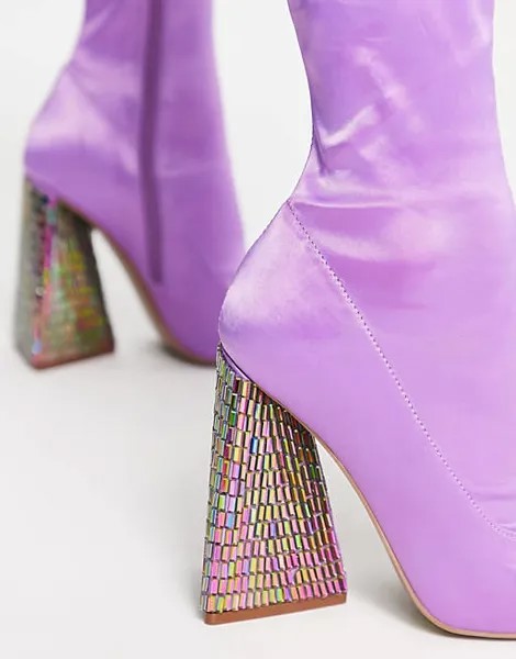 Сиреневые ботинки-носки на треугольном каблуке ASOS DESIGN Edison