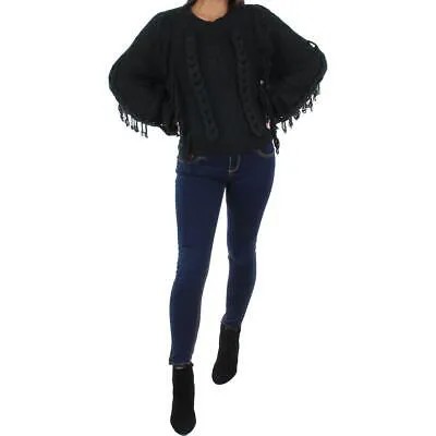 525 America Женский черный вязаный пуловер с бахромой XL BHFO 2868