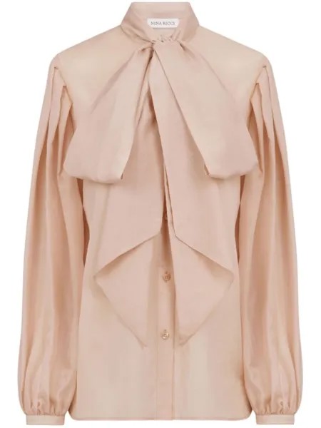 Nina Ricci рубашка с бантом на воротнике, нейтральный цвет