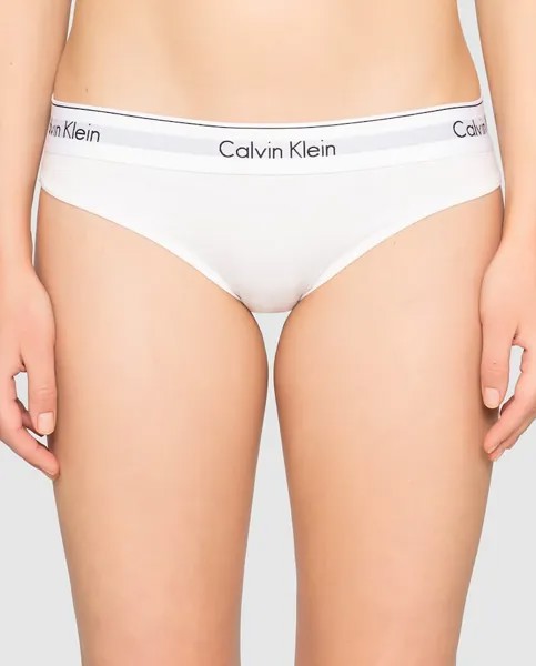 Женские хлопковые трусики Calvin Klein с однотонным вырезом бикини Calvin Klein, белый