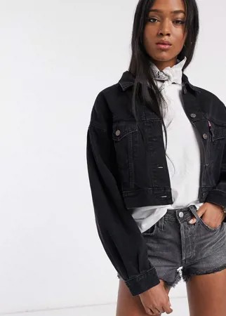 Черная джинсовая куртка со складками на рукавах Levi's-Черный