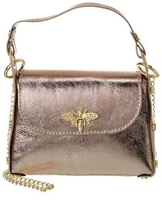 Persaman New York Emilia Женская кожаная сумка с заклепками и верхней ручкой, золотистая