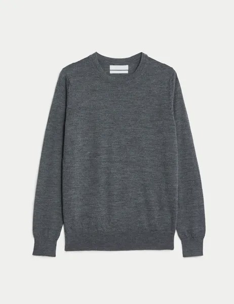 Джемпер из чистой мериносовой шерсти с круглым вырезом Marks & Spencer