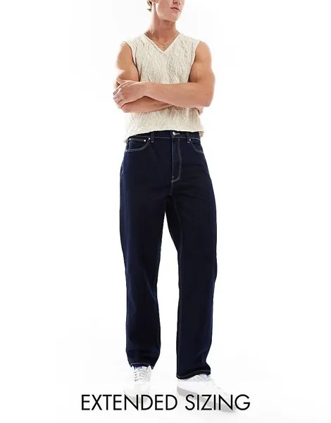 Джинсы прямого кроя цвета индиго с контрастной строчкой ASOS DESIGN