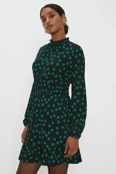 Мини-платье Green Spot с присборенной талией Dorothy Perkins, зеленый