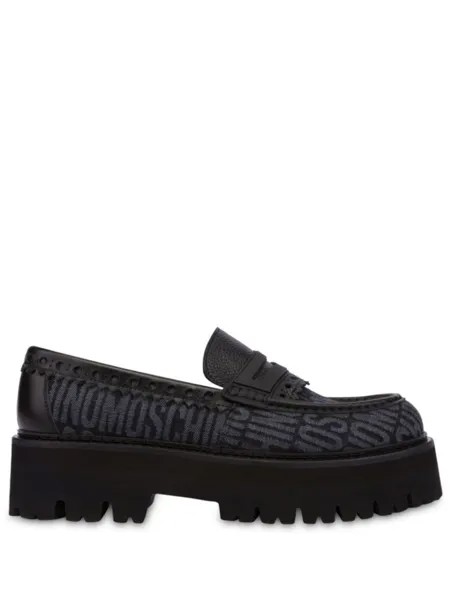 Moschino массивные лоферы с жаккардовым логотипом, черный