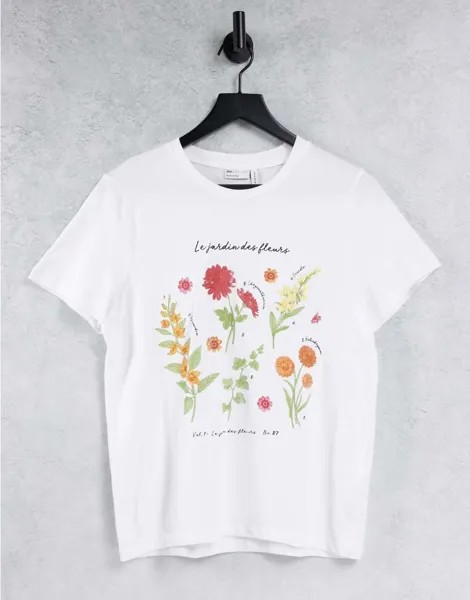 Белая свободная футболка с растительным принтом ASOS DESIGN-Белый