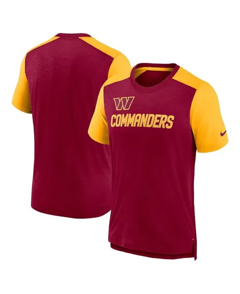 Мужская футболка цвета бордового и золотого цвета с меланжевым оттенком Washington Commanders с названием команды Nike