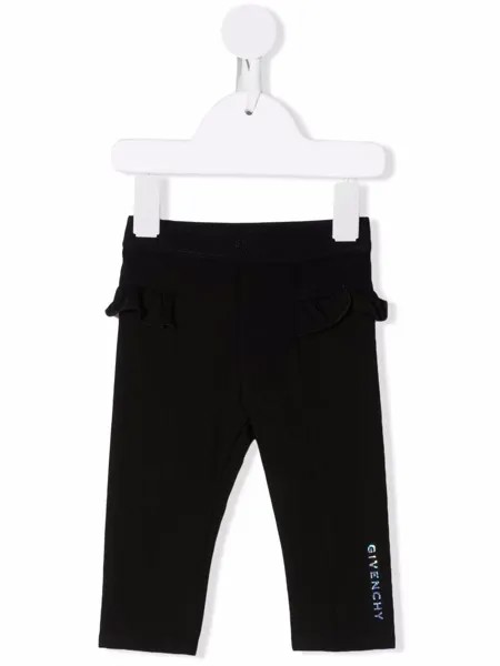 Givenchy Kids легинсы с оборками и логотипом