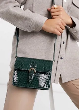Зеленая сумка-портфель со змеиным узором ASOS DESIGN-Зеленый цвет