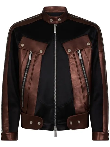 Dsquared2 metallic panelled bomber jacket, коричневый
