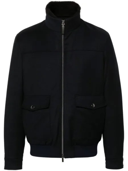 Canali шерстяная куртка с высоким воротником, синий
