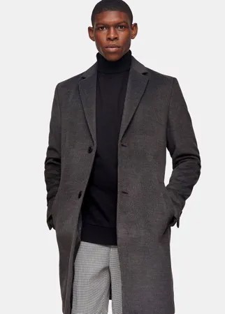 Темно-серое пальто классического кроя Topman Considered-Серый