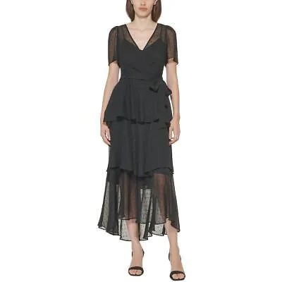 Calvin Klein Женское черное шифоновое вечернее платье цвета металлик 14 BHFO 9630