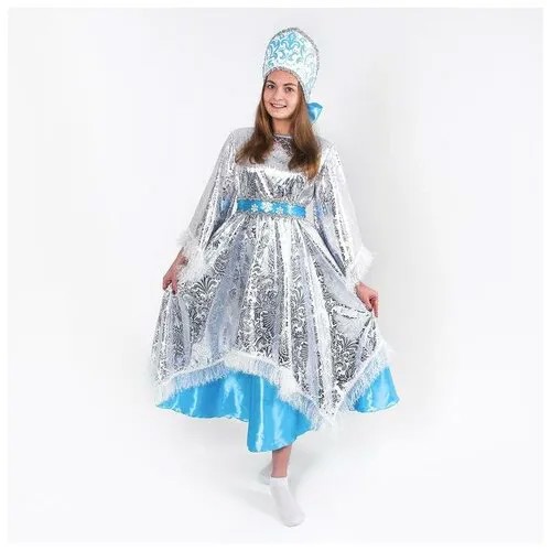 Карнавальный костюм «Зимушка», платье, кокошник, р. 42-44