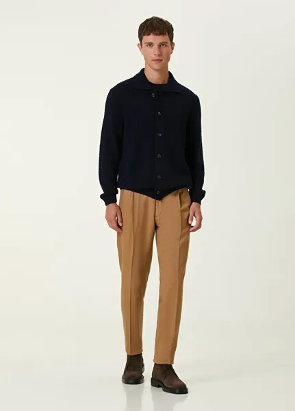 Светло-коричневые шерстяные брюки с завязками на талии Lardini