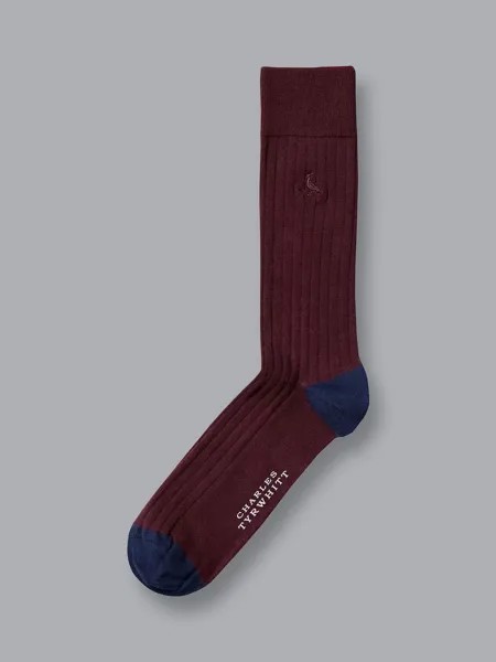 Хлопковые носки в рубчик синего цвета индиго Charles Tyrwhitt, красное вино