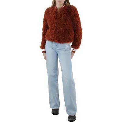 Jessica Simpson Womens Orange Faux Fur Pullover Top Shirt XS BHFO 5370