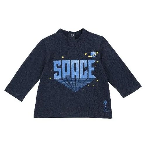 Лонгслив Chicco, принт Space, для мальчиков, размер 074, цвет тёмно-синий