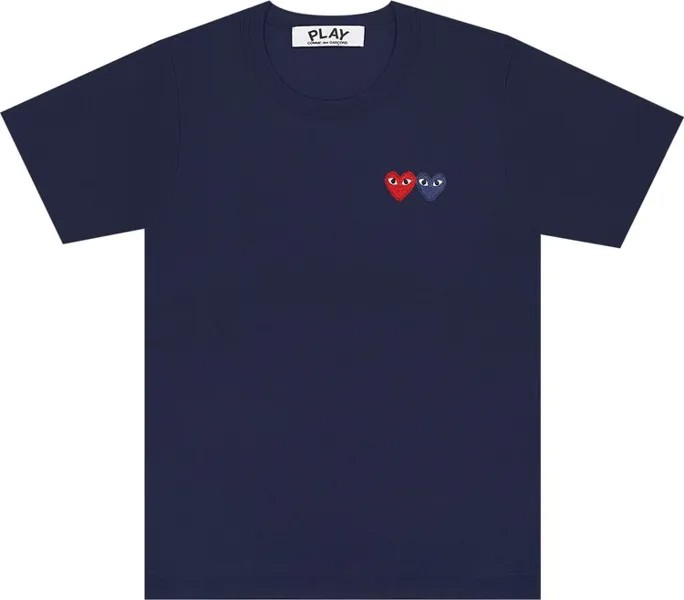 Футболка Comme des Garçons PLAY Double Heart T-Shirt 'Navy', синий