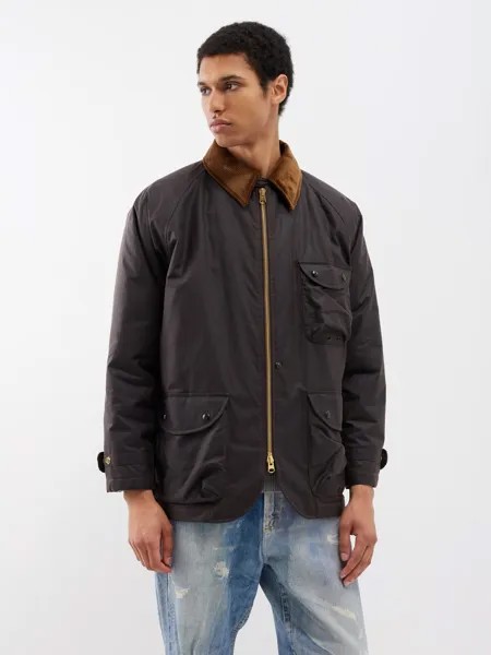 Полевая куртка из вощеного хлопка с вельветовым воротником Drake'S, коричневый